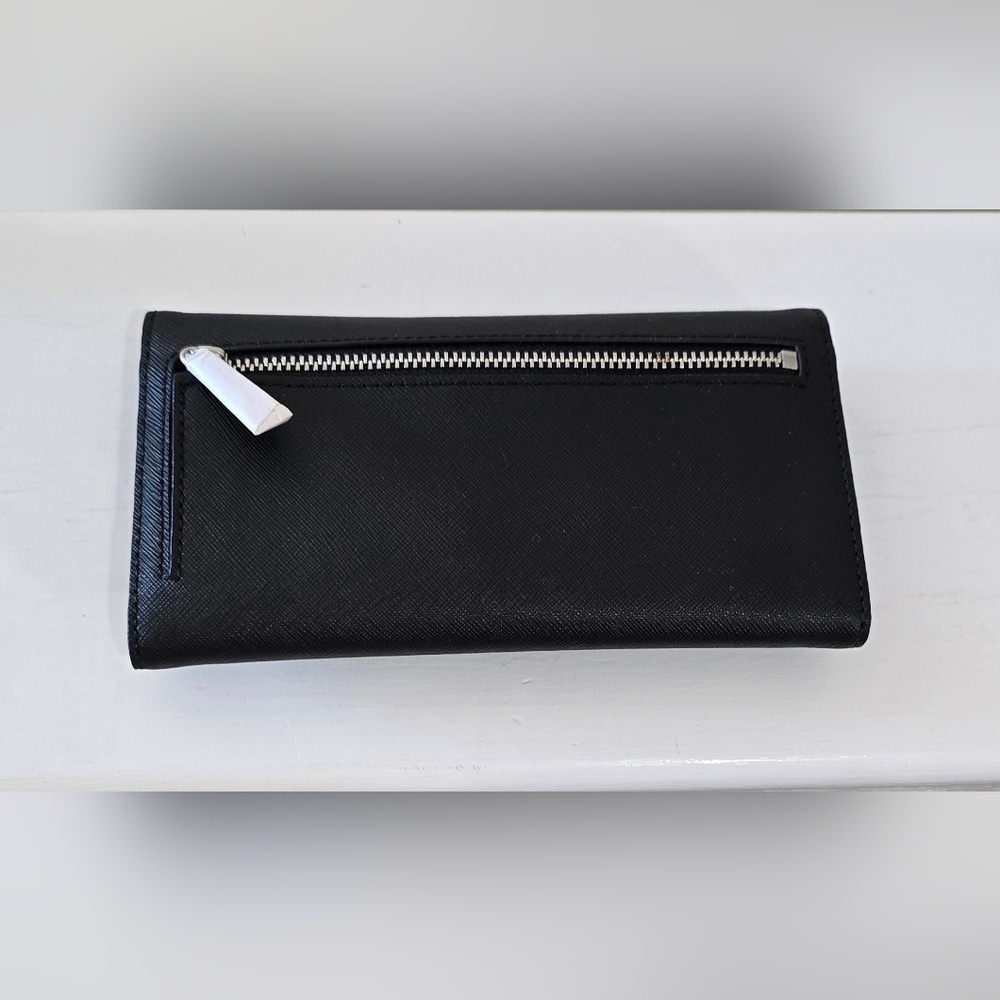 Michael Kors Large Trifold Black Jet Set Travel Leather Wallet NEW - Picture 2 of 4